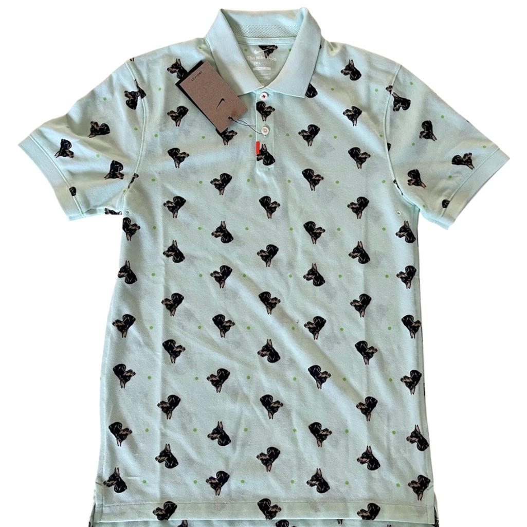 Nike Printed Slim Fit Tennis Polo Shirt Men’s Sz Small Dq4577-379 Doberman Dog